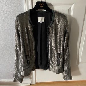 IRO sequin suede and leather jacket